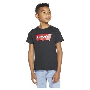 𝅺LEVI’S red tab logo black basic t-shirt youth